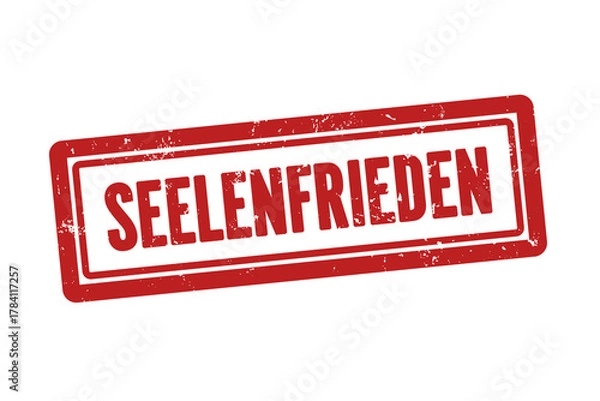 Fototapeta Seelenfrieden (Peace of mind) - A red stamp, isolated on white background.