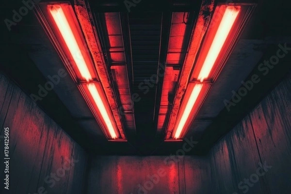 Obraz A Ferris wheel at night illuminated with LED lights, viewed from below, clean and professional composition, copy space, natural color, minimalism, stock photography