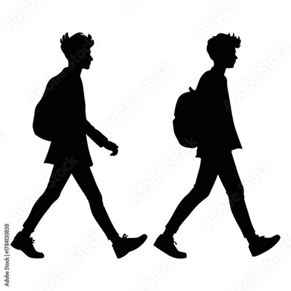 Obraz Man walking for school silhouette 