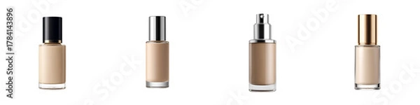 Fototapeta Cosmetic Foundation Bottles Collection on White Background