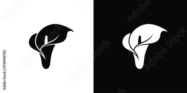 Obraz Minimalist floral logo design combining the letter P with a Calla Lily