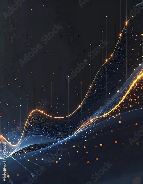 Fototapeta Dynamic Digital Data Visualization with Glowing Particles