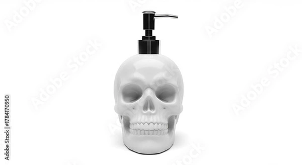 Fototapeta Modern White Skull Soap Dispenser with Chrome Pump