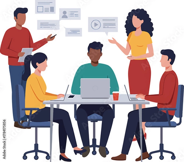 Obraz Diverse Team in Business Meeting Presenting Information and Collaborating.