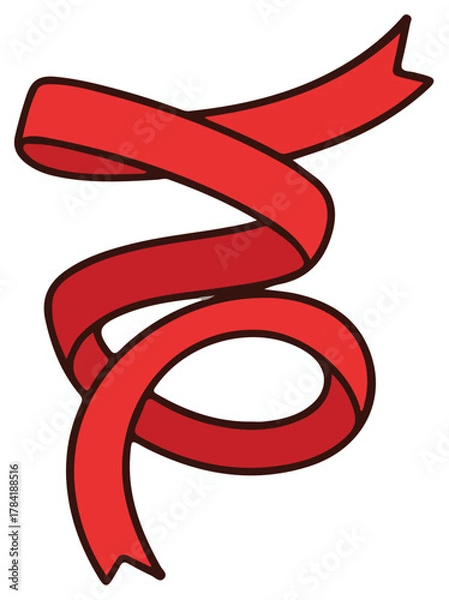 Fototapeta Swirling red ribbon banner for festive decoration