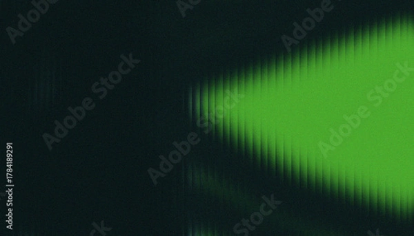 Obraz Intense Neon Green Light Wedge on Dark Grainy Texture. Abstract Geometric Background