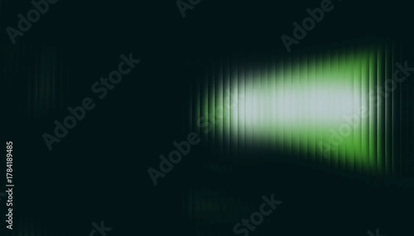 Obraz Soft Green and White Light Beam on Dark Textured Background. Abstract Horizontal Glare