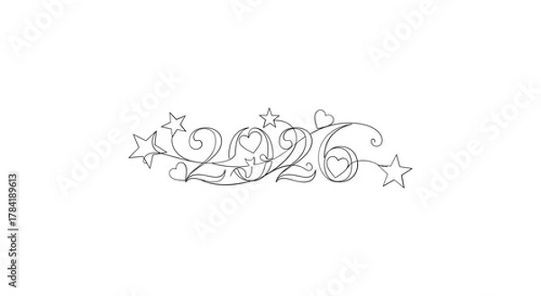 Fototapeta Elegant vintage ornamental flourish with swirling lines and floral elements
