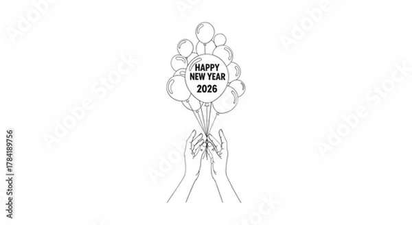 Fototapeta Elegant floral arrangement with happy new year 2024 message for festive celebrations