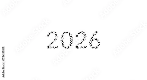 Fototapeta Decorative 2026 numbers made of small musical notes on a white background
