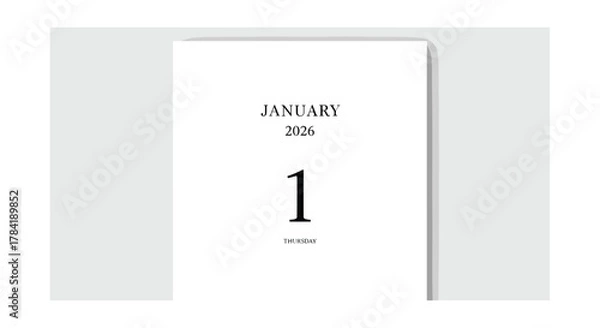 Fototapeta Minimalist white card with the number one and text in elegant font