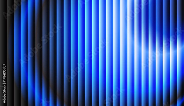 Obraz Abstract Electric Blue Vertical Stripes Gradient Background with Bright Glow and Glass Effect