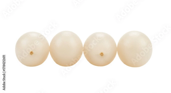 Obraz Four perfectly peeled rambutan arils, white background isolated