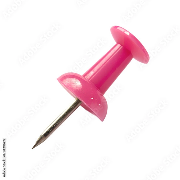 Obraz Pink push pin isolated on white background