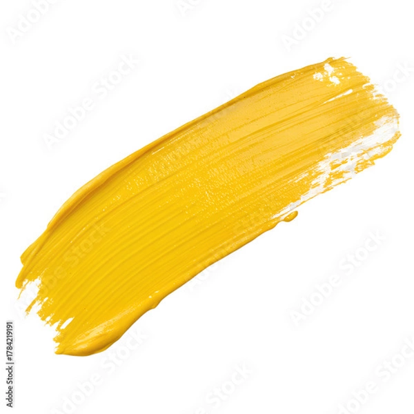 Fototapeta Yellow paint stroke on white background