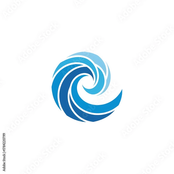 Obraz Abstract Blue Wave Logo Design Isolated on Black - Modern Graphic Element for Branding and Ocean Themes
