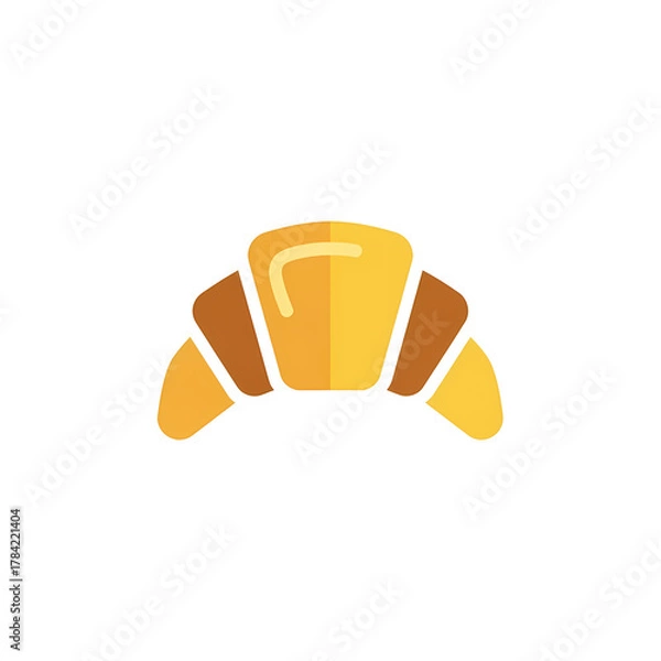 Fototapeta Minimalist Croissant Icon on Black Background: Graphic Design for Bakery, Cafe, and Food Promotion
