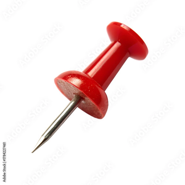 Obraz Red push pin isolated on white background