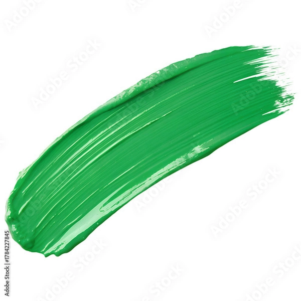 Fototapeta Green paint stroke on white background