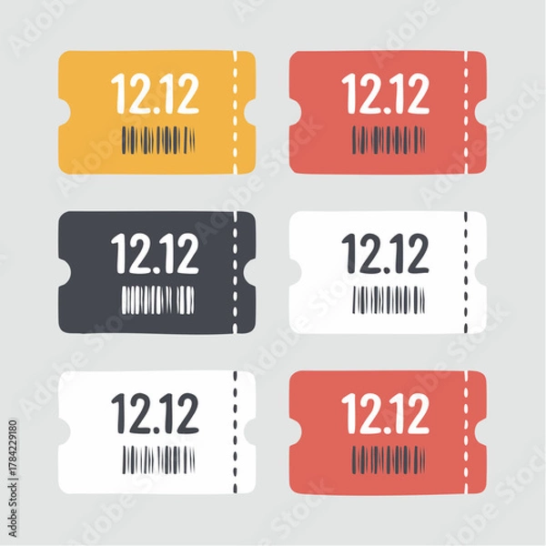 Obraz 1212 Shopping Day Sale Discount Coupon Tickets Set.