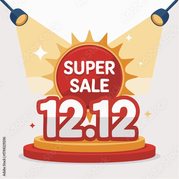 Obraz 1212 Super Sale Promotion with Spotlight and Sunburst.