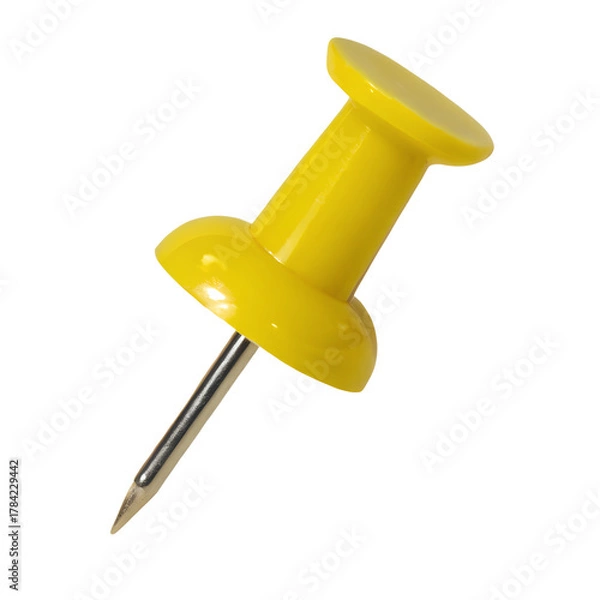 Obraz Yellow push pin isolated on transparent background