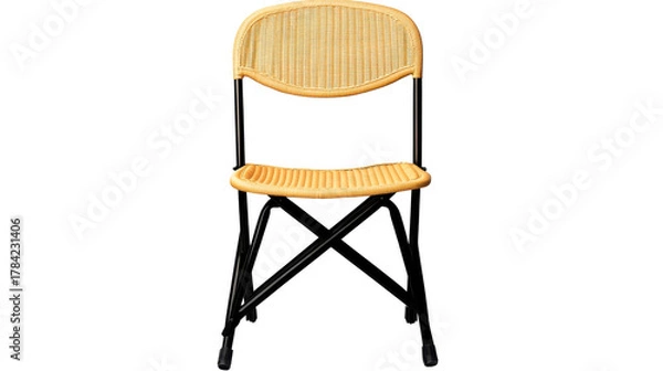 Obraz Woven Wicker Folding Chair with Black Frame