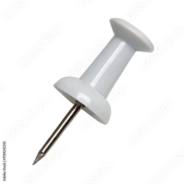 Obraz White push pin isolated on white background