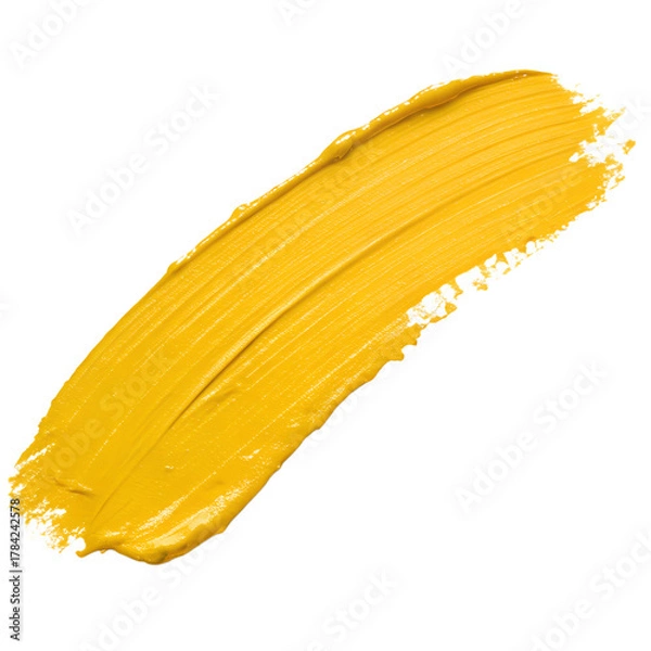 Obraz Yellow paint stroke on white background