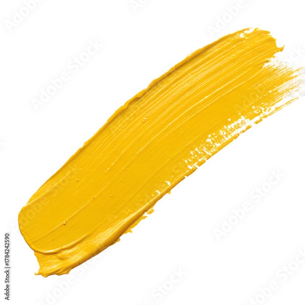 Obraz Yellow paint stroke on white background