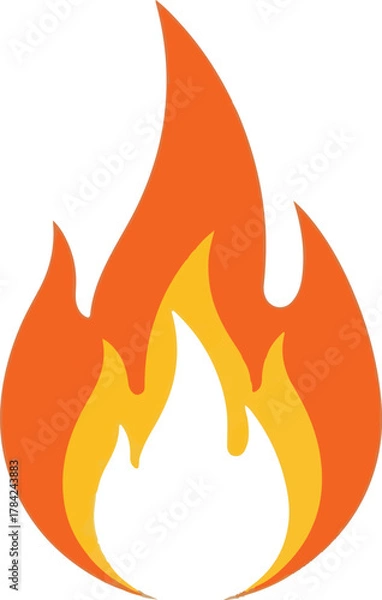 Fototapeta Vector Illustration of Fire Flame Pattern in Modern Organic Style with Bright Orange and Yellow Colors