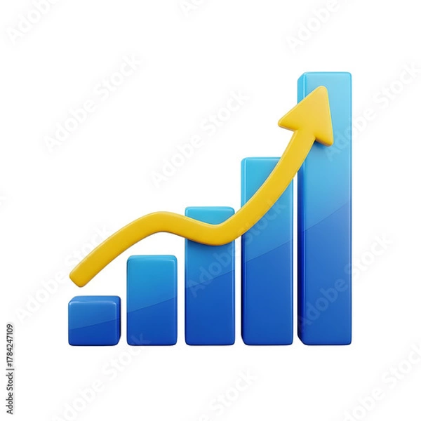 Obraz Business Growth Progress Chart Upward Trend Success Concept with transparent background