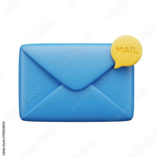 Obraz New Email Mail Notification 3D Icon Digital Communication with transparent background