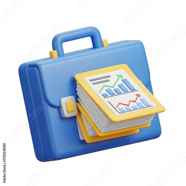 Obraz Corporate Business Briefcase with Financial Growth Charts Analytics with transparent background