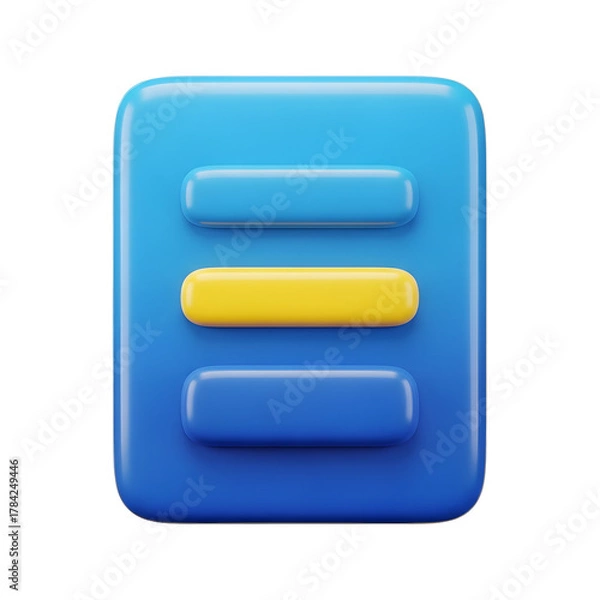 Obraz Modern 3D UI Menu List Options Icon Concept with transparent background