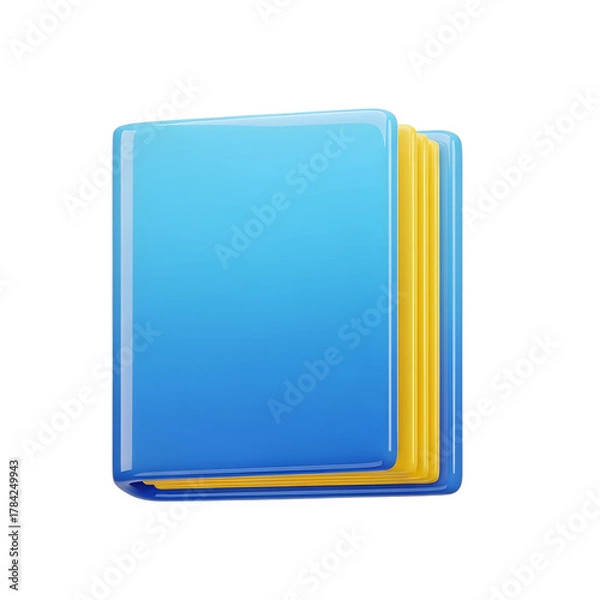 Obraz Modern Blue 3D Book Icon Learning Education Business Document with transparent background