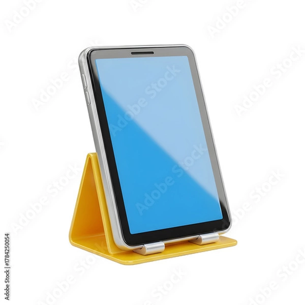 Obraz Modern Digital Tablet Mockup with Blank Screen on Yellow Stand with transparent background