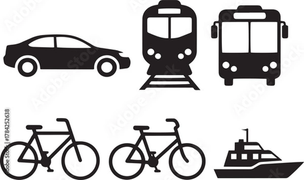Fototapeta Silhouette Icons of Transportation Vehicles automobile