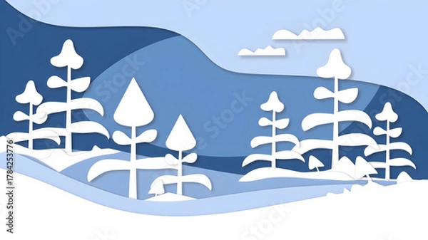 Obraz Wintertime snow-covered mountain scenery