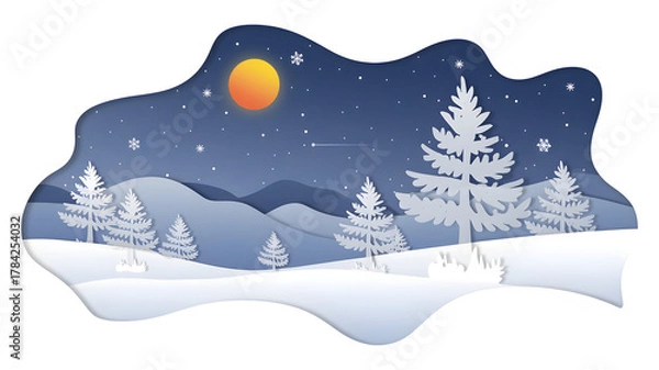 Obraz Wintertime snow-covered mountain scenery