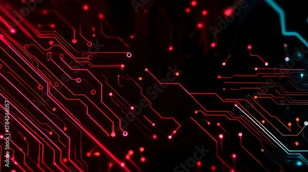 Fototapeta Red Digital Circuit Background
