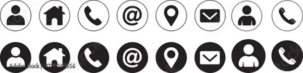 Obraz Business Card Icon Set | Contact Information Symbols Vector Illustration