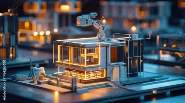 Obraz Modern architecture model showcasing futuristic design elements
