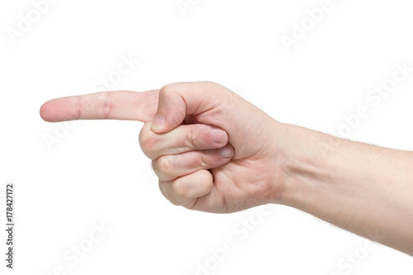 Obraz Hand pointing to one side. Isolated white background