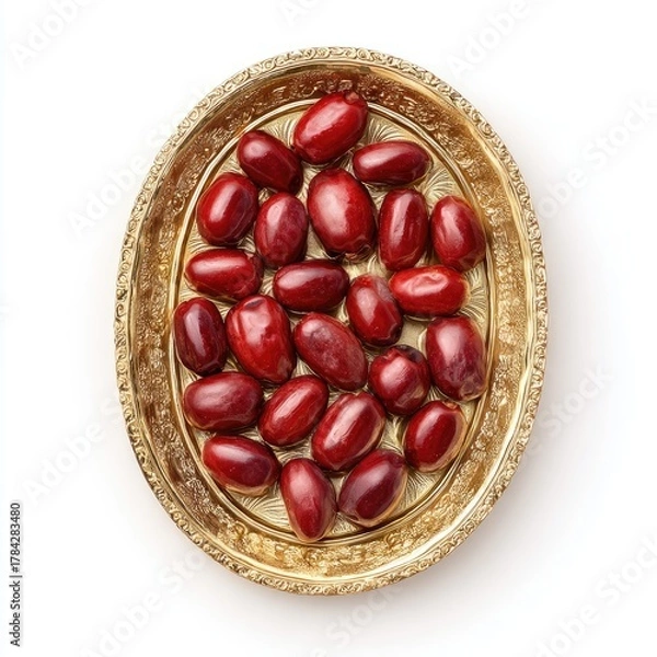Obraz Red fruit in an ornate gold tray