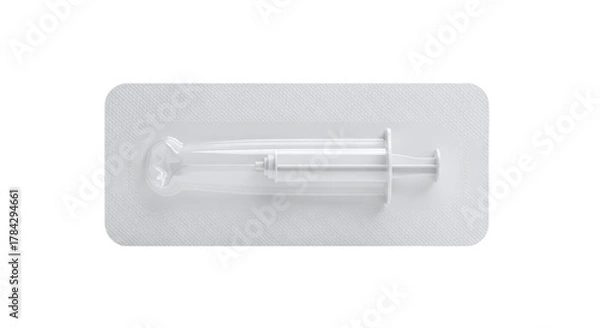 Fototapeta Sterile Syringe Packaged in Clear Plastic Blister Pack isolated on a transparent background