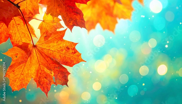 Fototapeta Autumn Leaves Bokeh Background