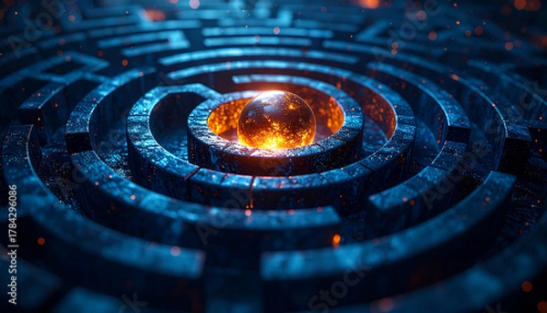 Fototapeta Glowing Orb in Maze