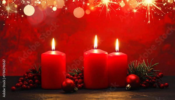 Fototapeta Christmas Candles and Sparkles