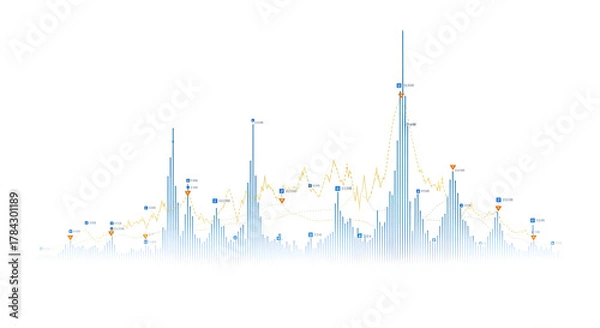 Fototapeta Data Visualization with Bar Graph and Line Chart on White Background